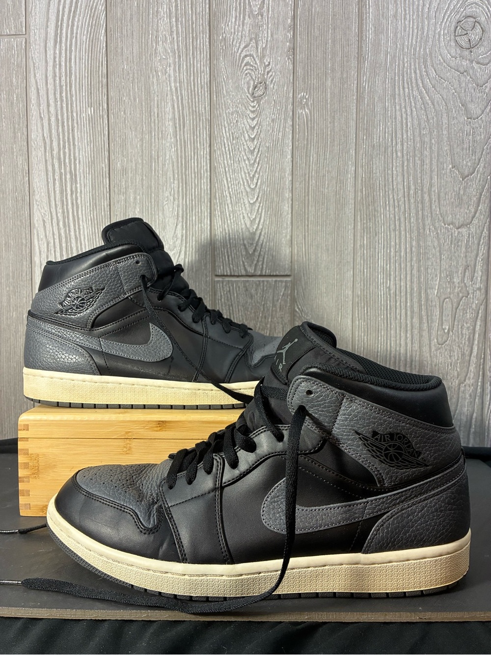 Nike Air Jordan 1 Retro Mid Black and Gray Men's Y2K Sneakers